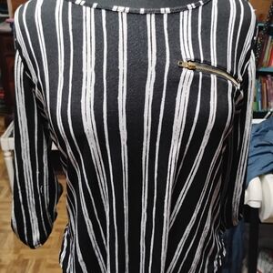 Workshop Republic Clothing Monochrome Striped Top with Zipper